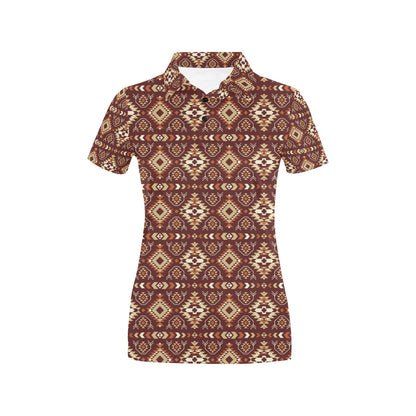 Navajo Native Color Print Pattern Women's Polo Shirt