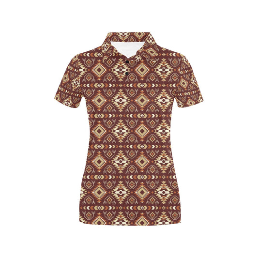 Navajo Native Color Print Pattern Women's Polo Shirt