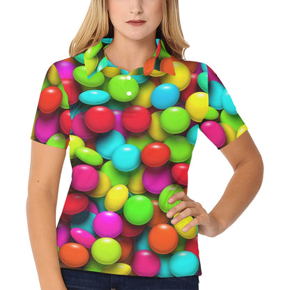 Candy Pattern Print Design CA03 Women's Polo Shirt