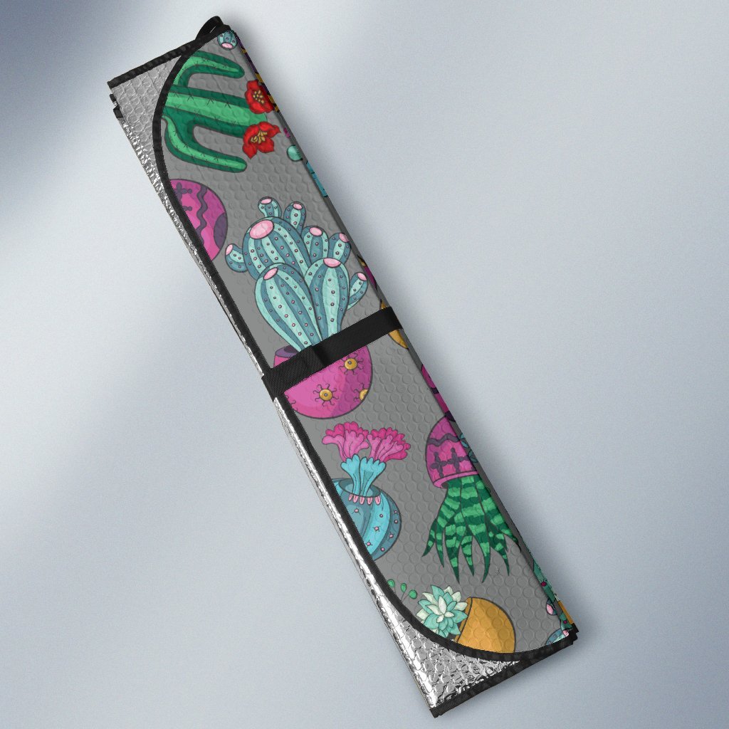Cactus Colorful Print Pattern Car Sun Shade For Windshield