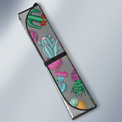 Cactus Colorful Print Pattern Car Sun Shade For Windshield