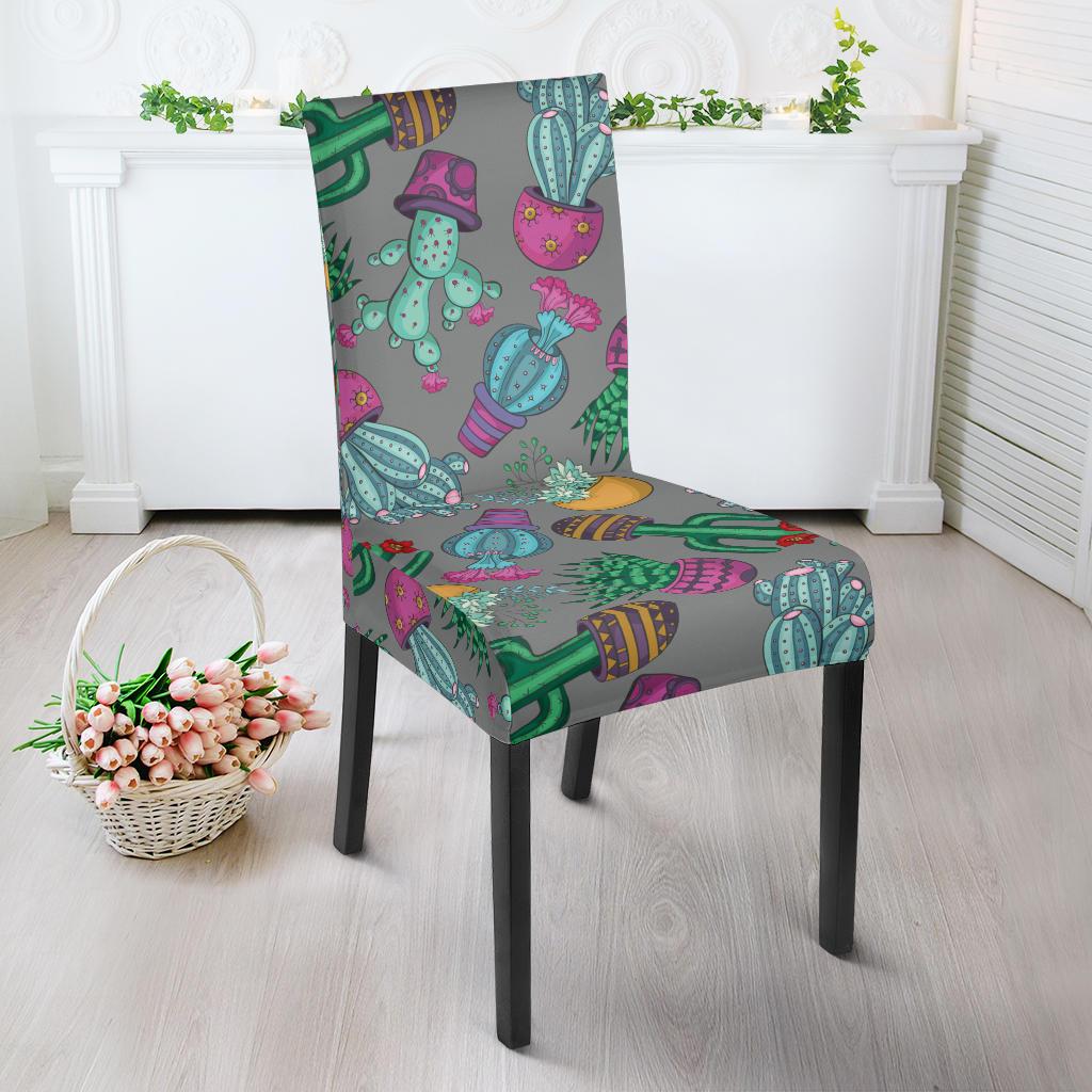 Cactus Colorful Print Pattern Dinning Chair Slipper-JTAMIGO.COM