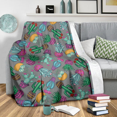 Cactus Colorful Print Pattern Fleece Blanket