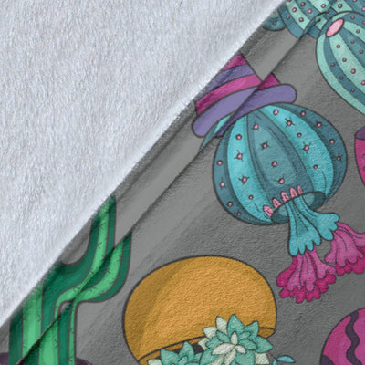 Cactus Colorful Print Pattern Fleece Blanket