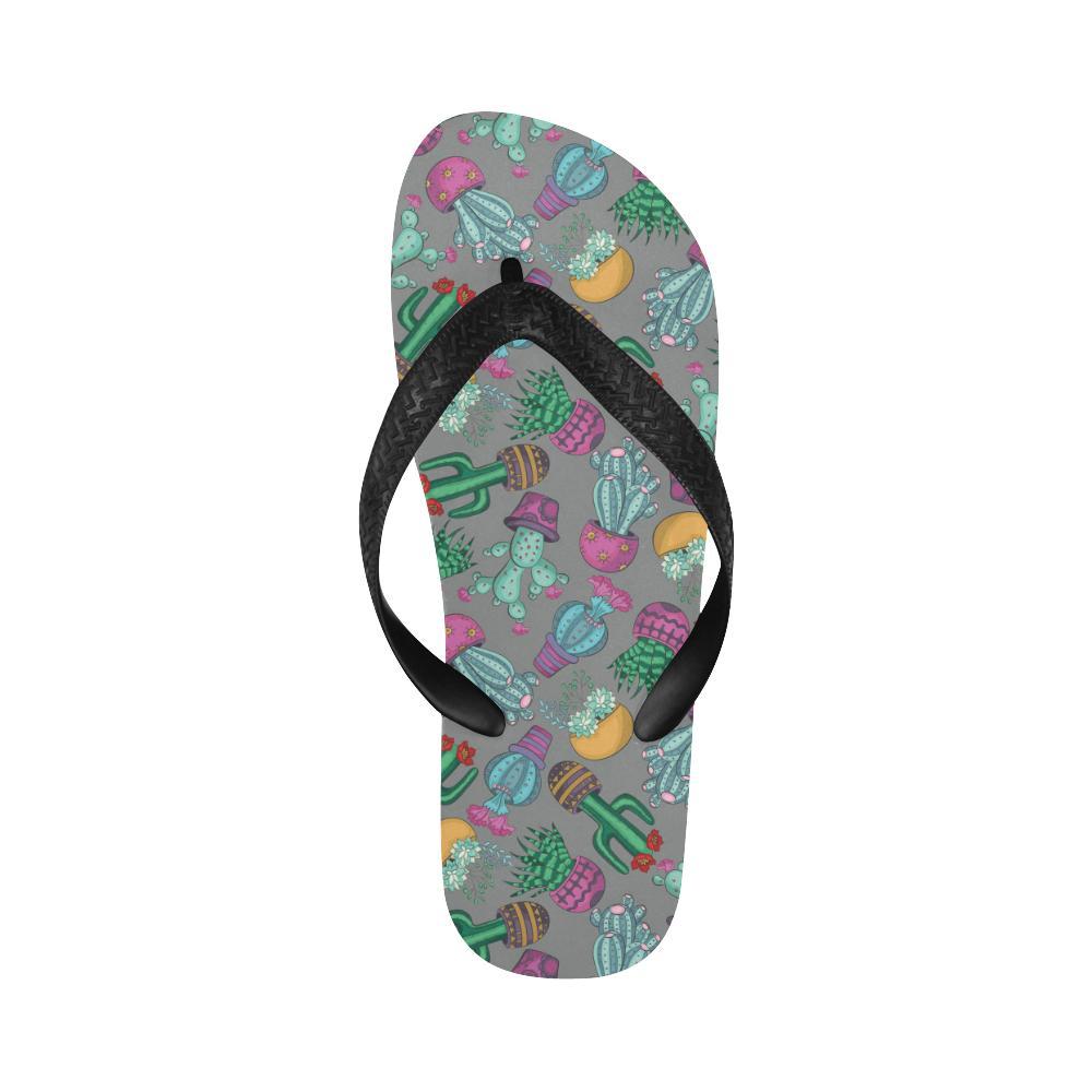 Cactus Colorful Print Pattern Flip Flops-JTAMIGO.COM