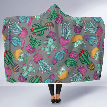 Cactus Colorful Print Pattern Hooded Blanket-JTAMIGO.COM
