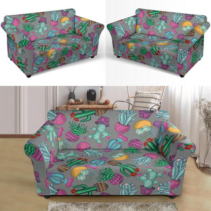 Cactus Colorful Print Pattern Loveseat Slipcover-JTAMIGO.COM