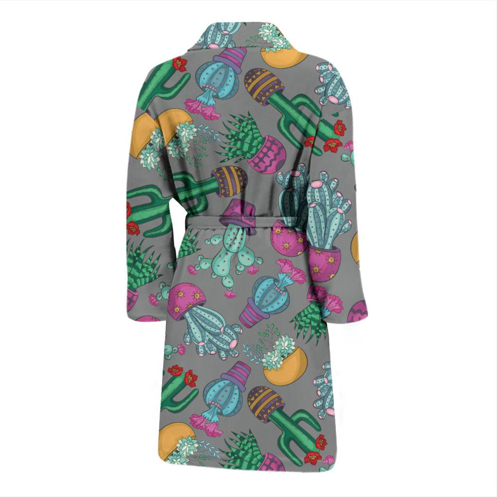 Cactus Colorful Print Pattern Men Bath Robe-JTAMIGO.COM