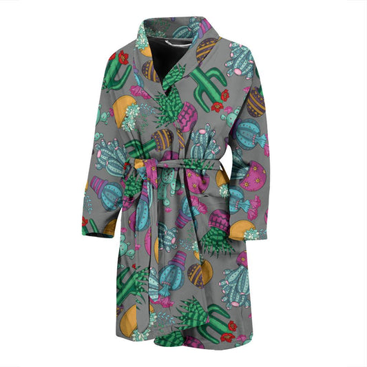 Cactus Colorful Print Pattern Men Bath Robe-JTAMIGO.COM