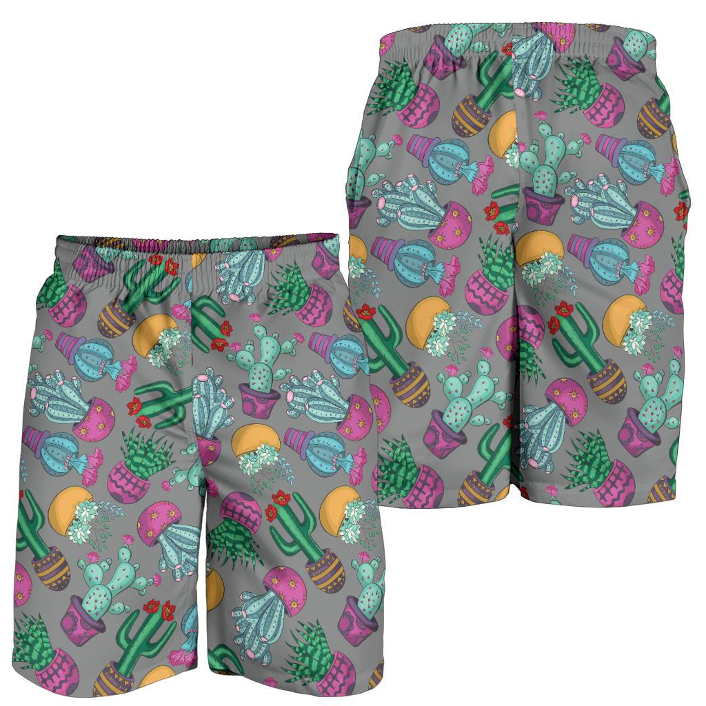 Cactus Colorful Print Pattern Mens Shorts-JTAMIGO.COM