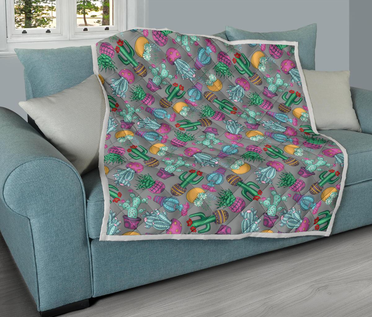 Cactus Colorful Print Pattern Premium Quilt-JTAMIGO.COM