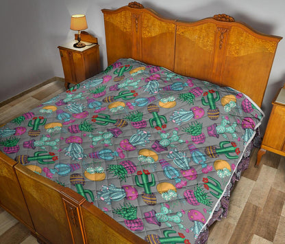 Cactus Colorful Print Pattern Premium Quilt-JTAMIGO.COM