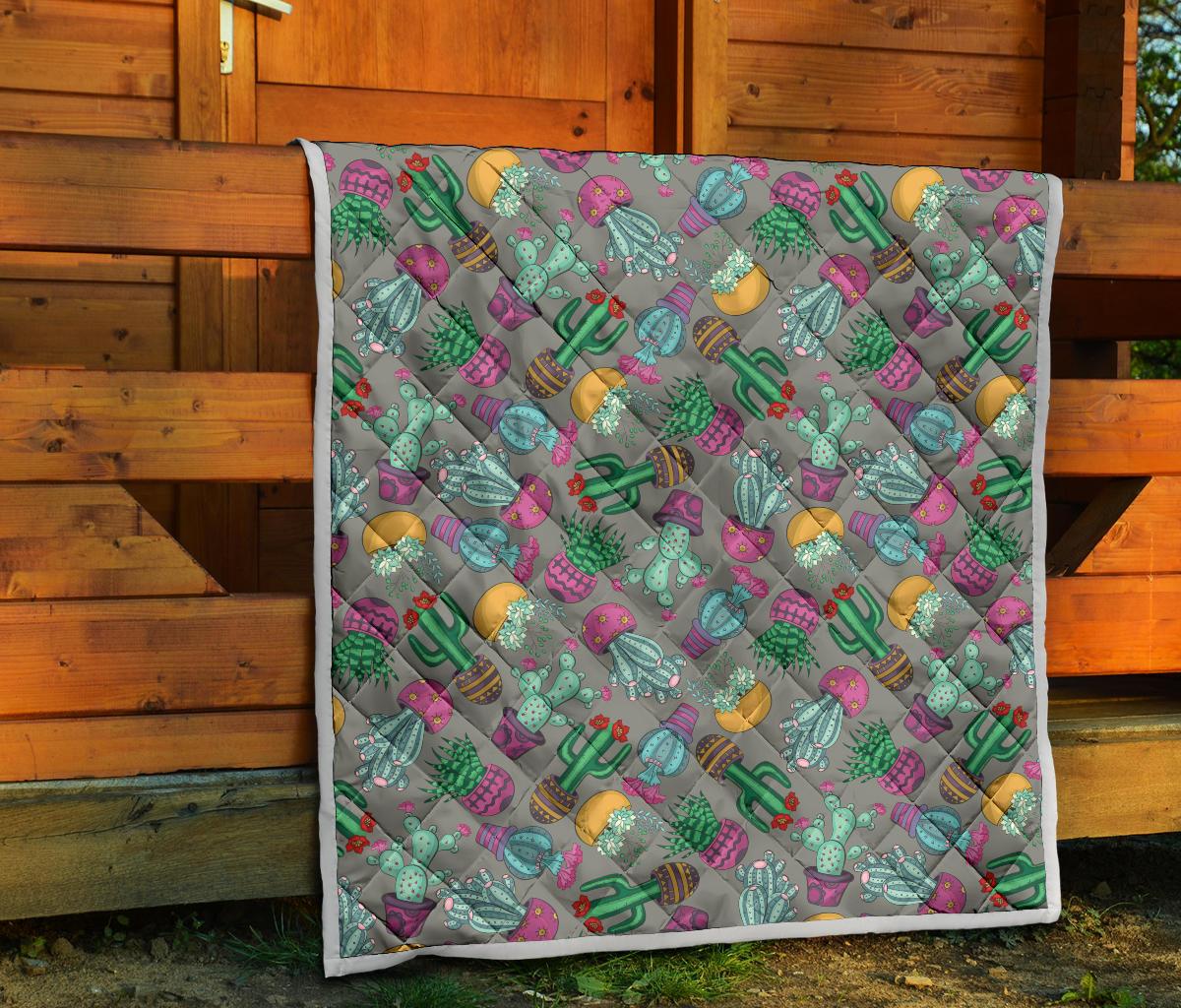 Cactus Colorful Print Pattern Premium Quilt-JTAMIGO.COM