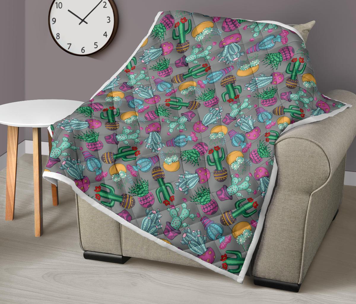 Cactus Colorful Print Pattern Premium Quilt-JTAMIGO.COM