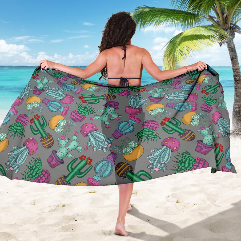 Cactus Colorful Print Pattern Sarong Pareo Wrap
