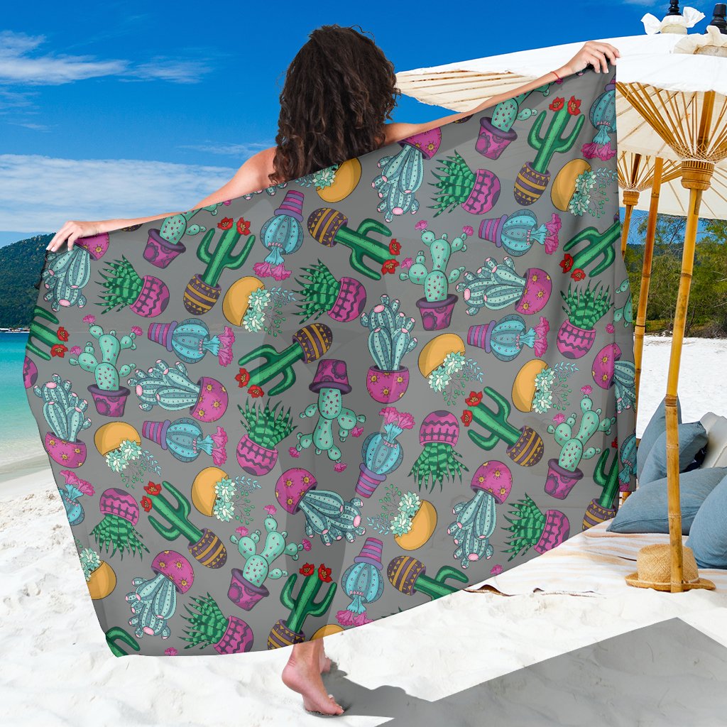 Cactus Colorful Print Pattern Sarong Pareo Wrap