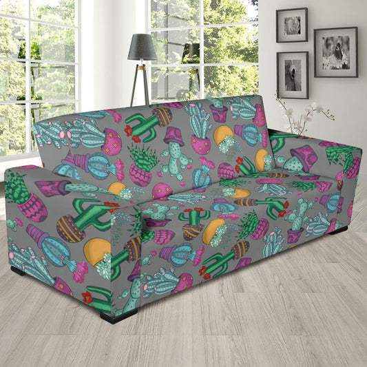 Cactus Colorful Print Pattern Sofa Slipcover-JTAMIGO.COM