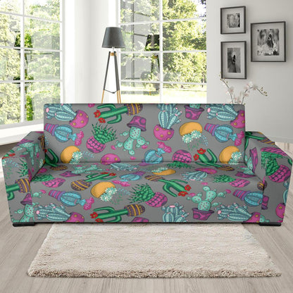 Cactus Colorful Print Pattern Sofa Slipcover-JTAMIGO.COM