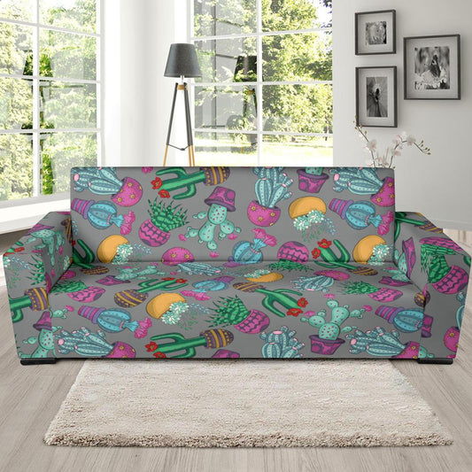 Cactus Colorful Print Pattern Sofa Slipcover-JTAMIGO.COM