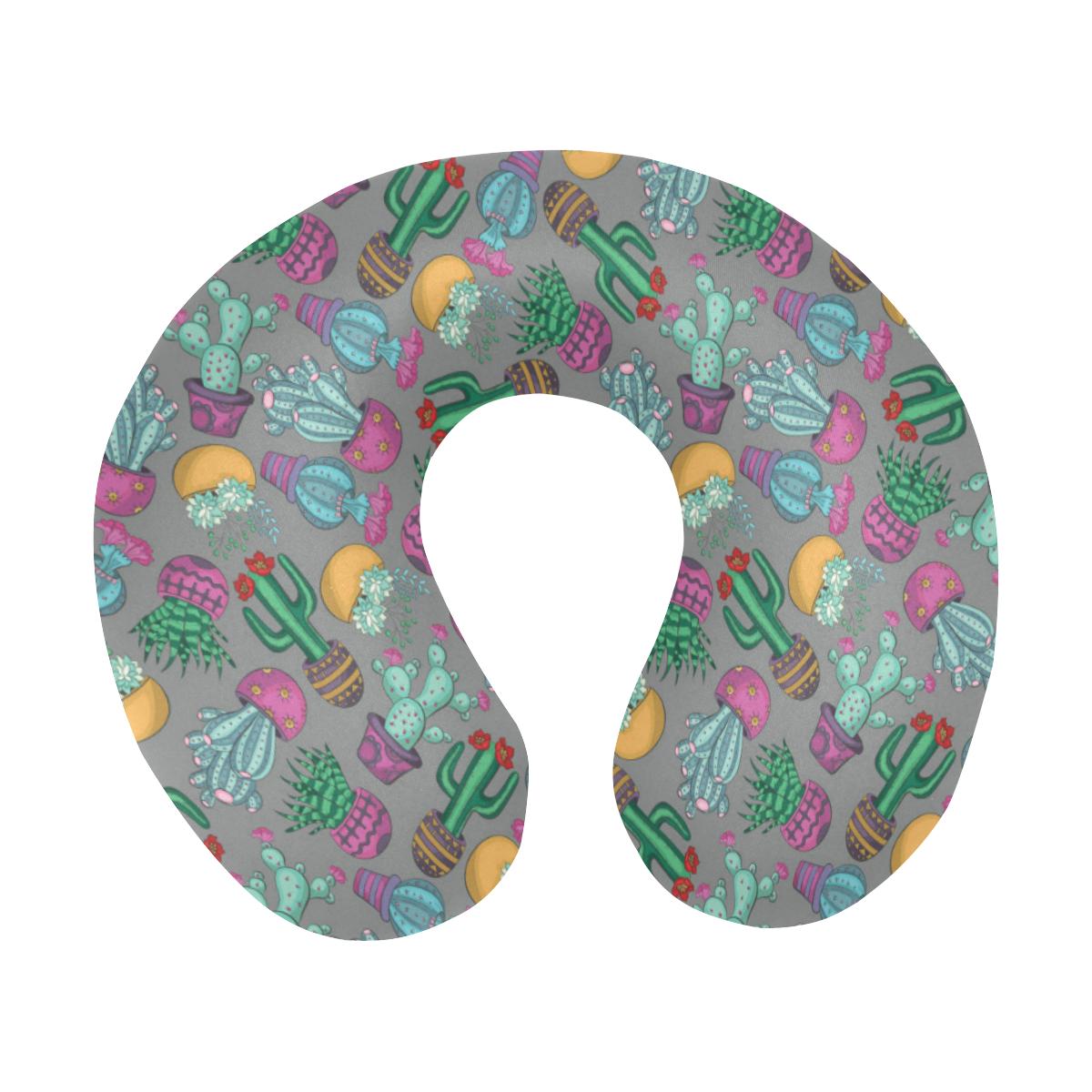 Cactus Colorful Print Pattern U-Shaped Travel Neck Pillow-JTAMIGO.COM