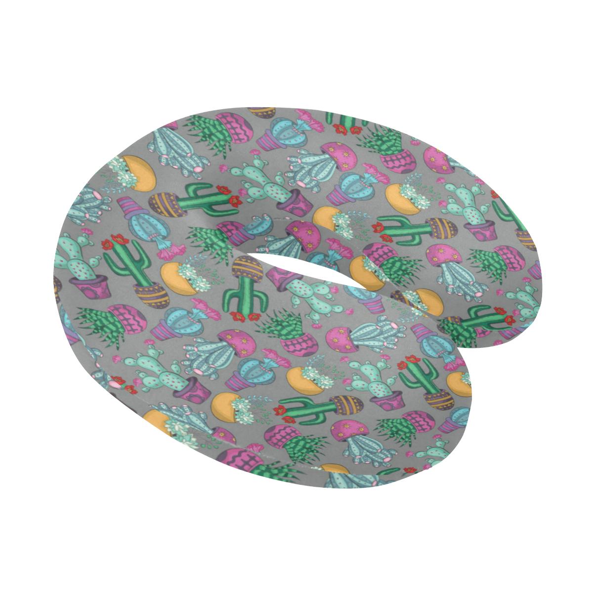 Cactus Colorful Print Pattern U-Shaped Travel Neck Pillow-JTAMIGO.COM