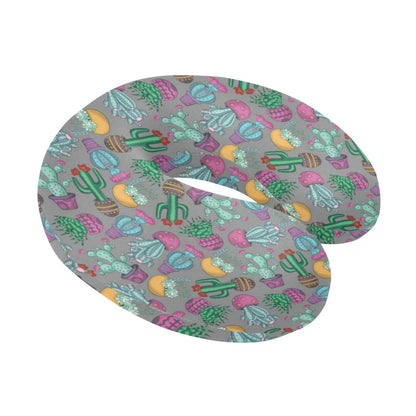 Cactus Colorful Print Pattern U-Shaped Travel Neck Pillow-JTAMIGO.COM