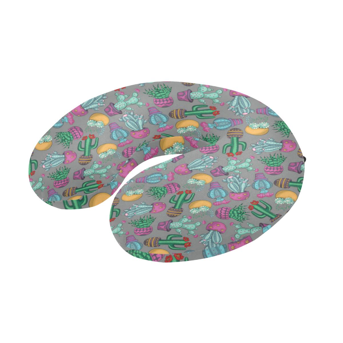 Cactus Colorful Print Pattern U-Shaped Travel Neck Pillow-JTAMIGO.COM
