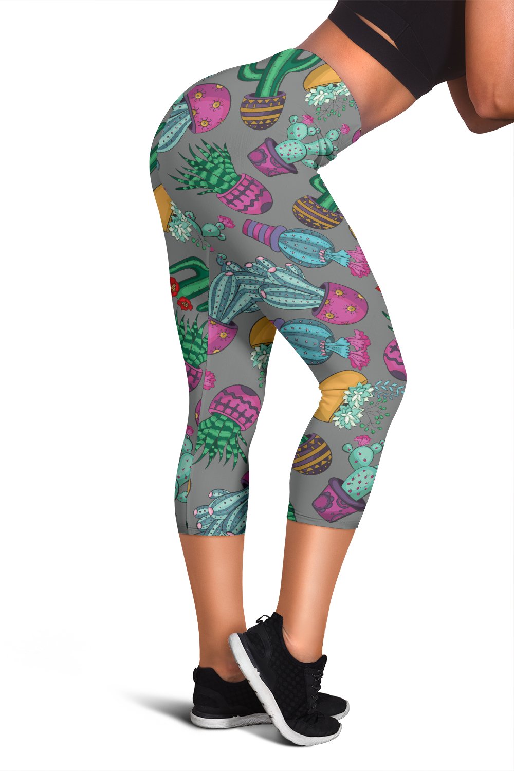Cactus Colorful Print Pattern Women Capris