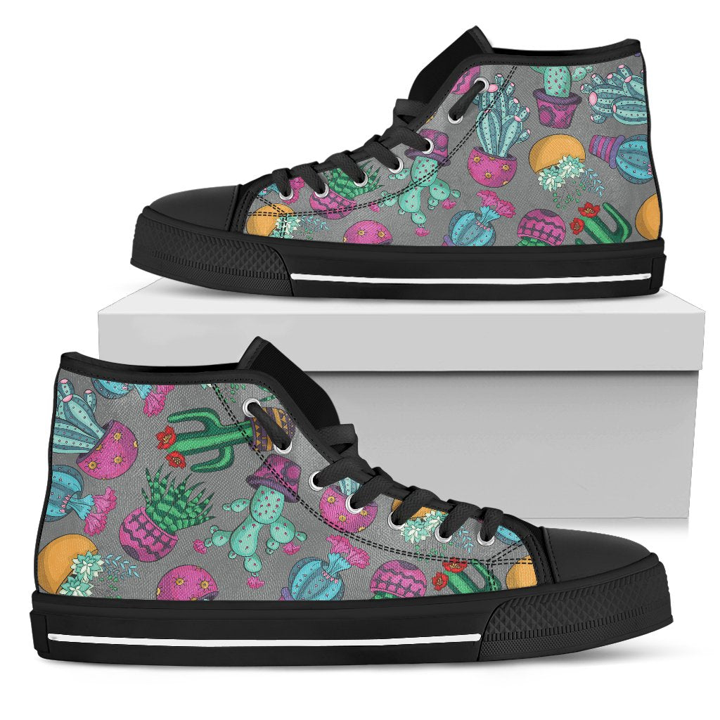 Cactus Colorful Print Pattern Women High Top Shoes