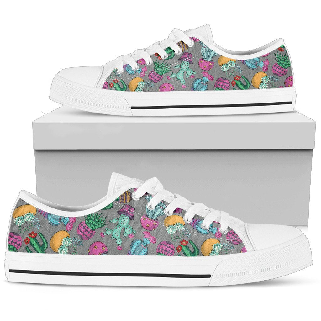 Cactus Colorful Print Pattern Women Low Top Shoes