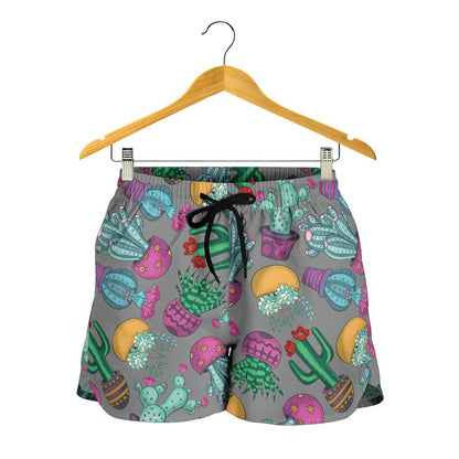 Cactus Colorful Print Pattern Women Shorts-JTAMIGO.COM