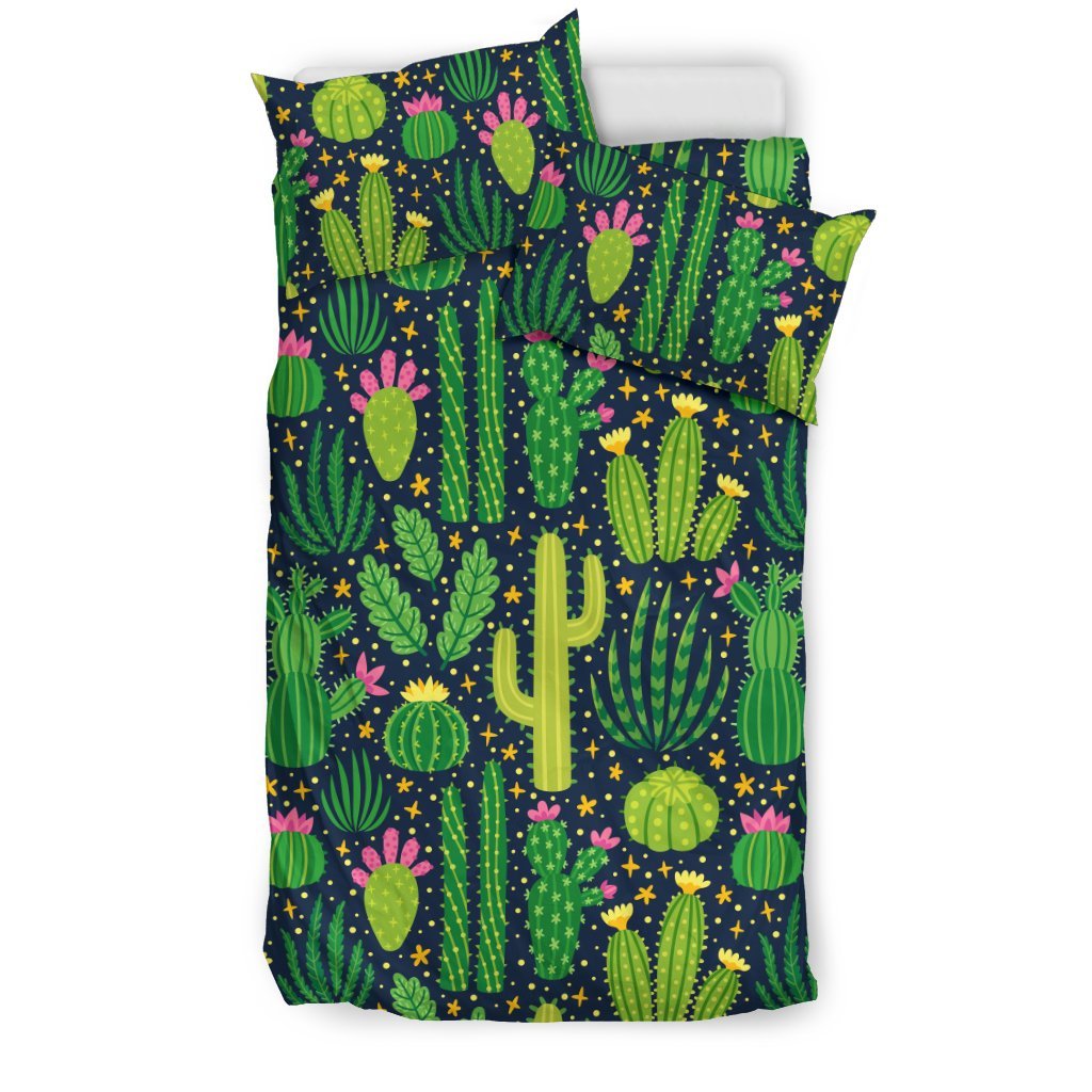 Cactus Cute Print Pattern Duvet Cover Bedding Set