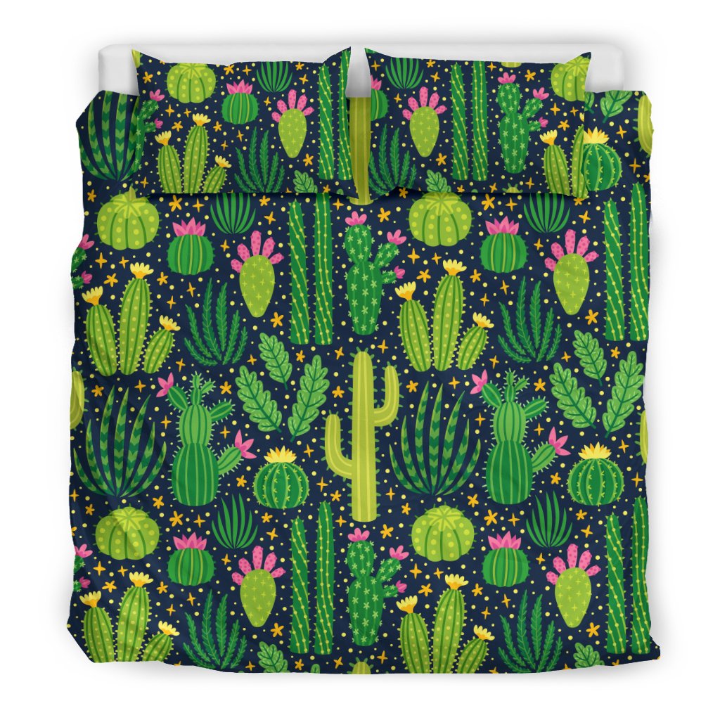 Cactus Cute Print Pattern Duvet Cover Bedding Set