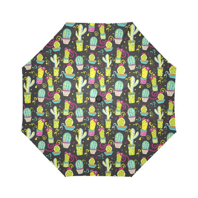 Cactus Neon Style Print Pattern Automatic Foldable Umbrella