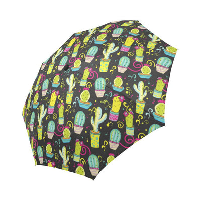 Cactus Neon Style Print Pattern Automatic Foldable Umbrella