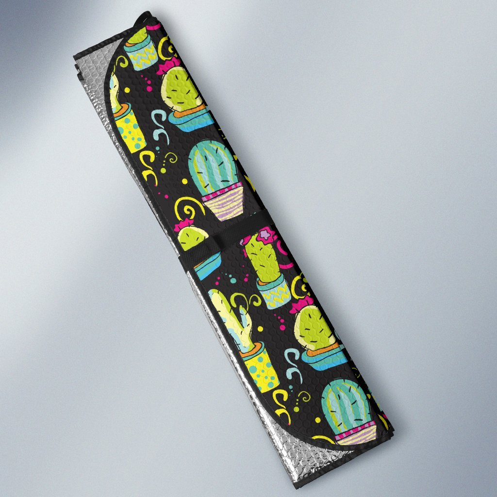 Cactus Neon Style Print Pattern Car Sun Shade For Windshield