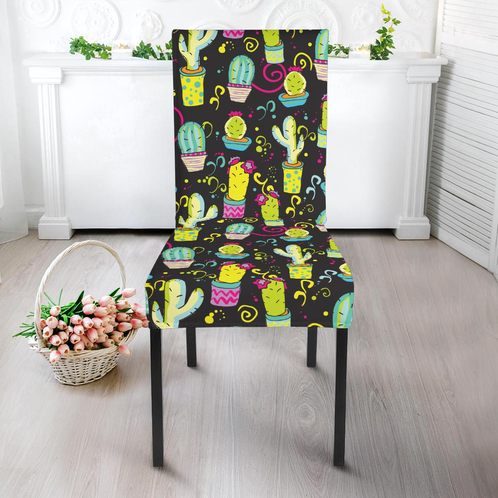 Cactus Neon Style Print Pattern Dinning Chair Slipper-JTAMIGO.COM