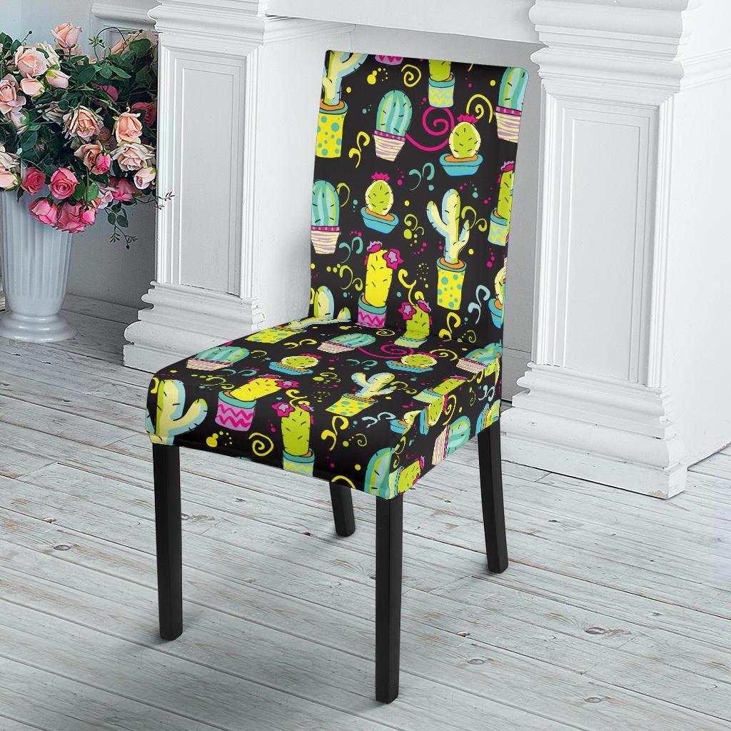 Cactus Neon Style Print Pattern Dinning Chair Slipper-JTAMIGO.COM