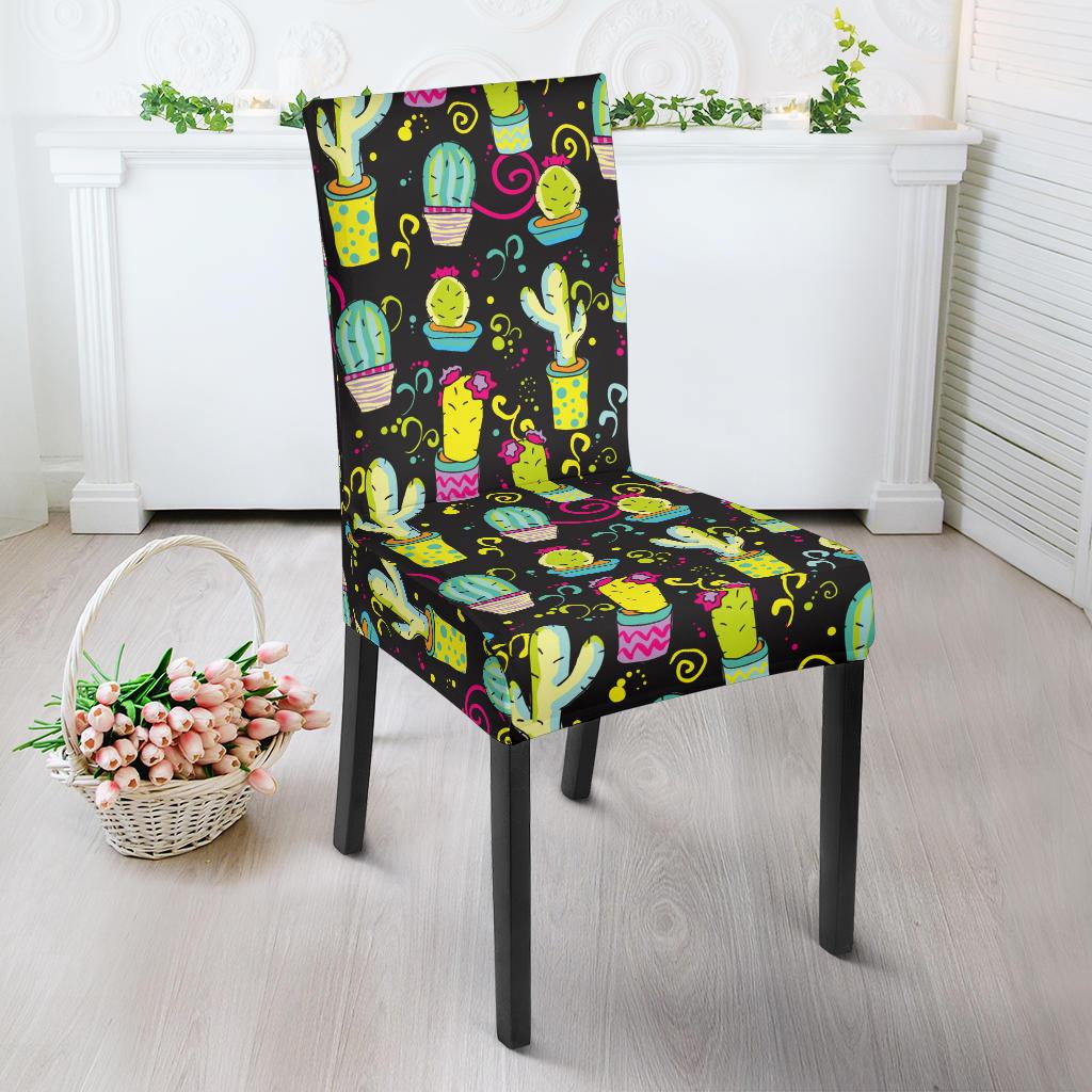 Cactus Neon Style Print Pattern Dinning Chair Slipper-JTAMIGO.COM