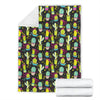 Cactus Neon Style Print Pattern Fleece Blanket