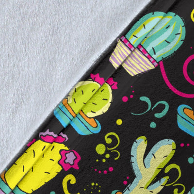 Cactus Neon Style Print Pattern Fleece Blanket