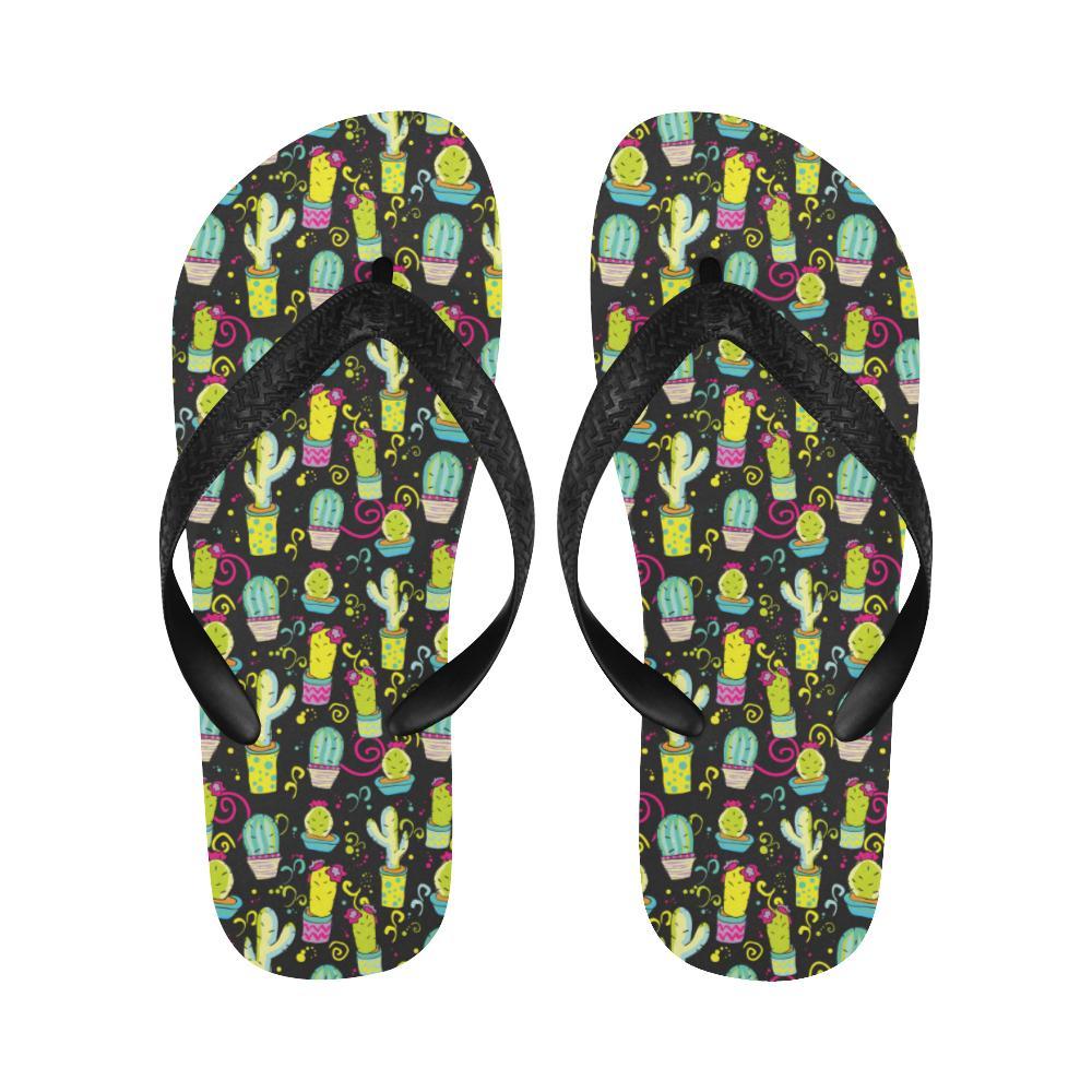 Cactus Neon Style Print Pattern Flip Flops-JTAMIGO.COM