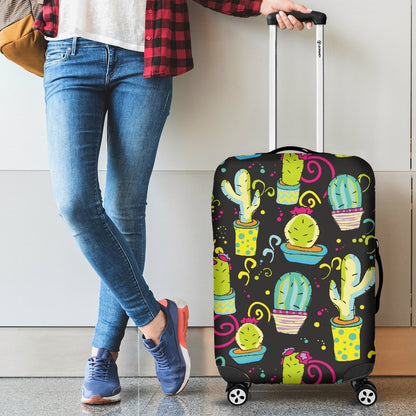 Cactus Neon Style Print Pattern Luggage Cover Protector