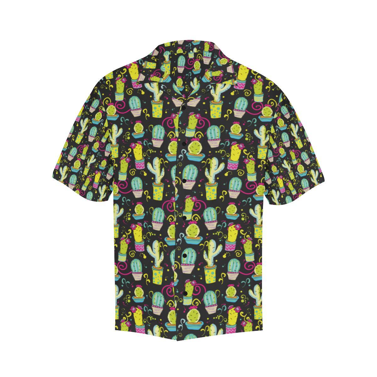 Cactus Neon Style Print Pattern Men Aloha Hawaiian Shirt