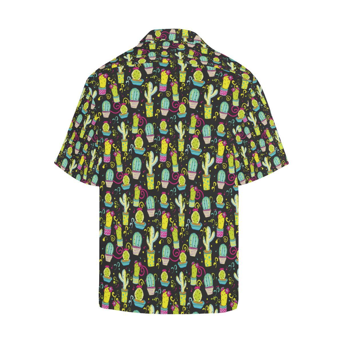 Cactus Neon Style Print Pattern Men Aloha Hawaiian Shirt