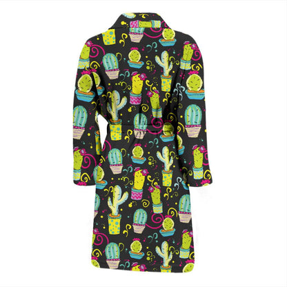 Cactus Neon Style Print Pattern Men Bath Robe-JTAMIGO.COM