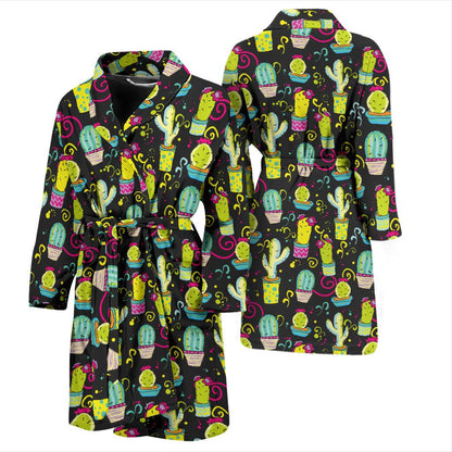Cactus Neon Style Print Pattern Men Bath Robe-JTAMIGO.COM