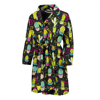 Cactus Neon Style Print Pattern Men Bath Robe-JTAMIGO.COM