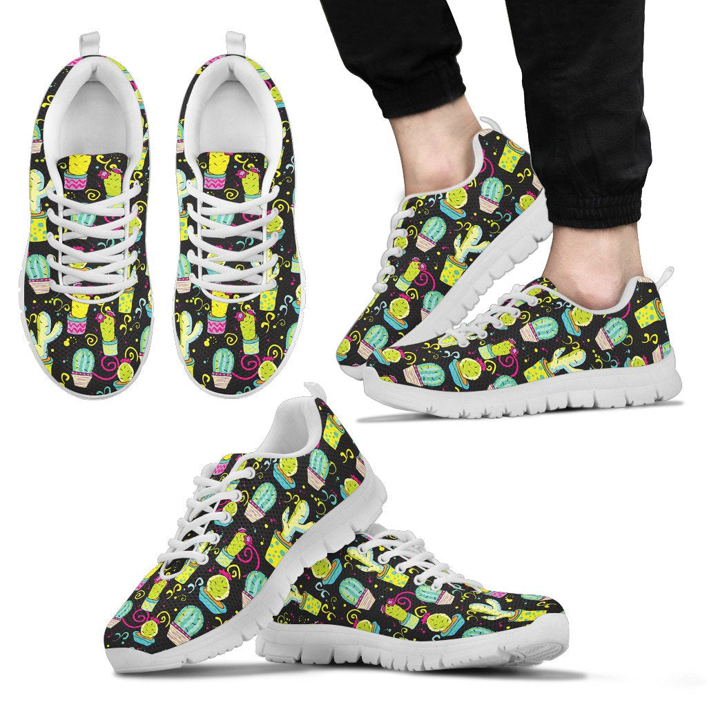 Cactus Neon Style Print Pattern Men Sneakers Shoes