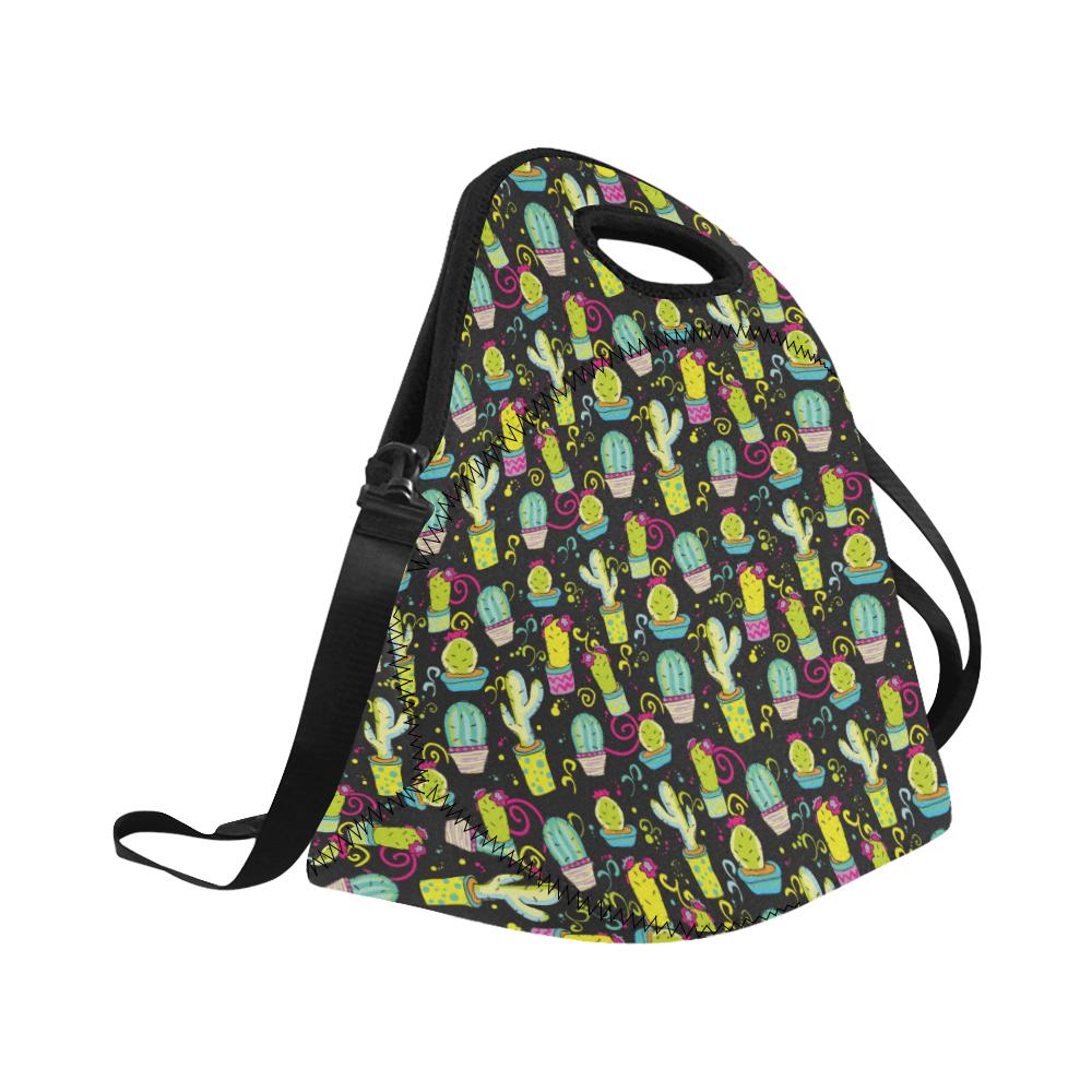 Cactus Neon Style Print Pattern Neoprene Lunch Bag (Model 1669)(Large)-JTAMIGO.COM
